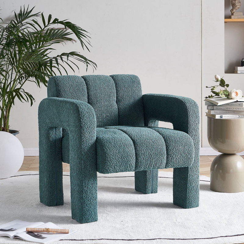 Practical Single Chair, Wide Upholstered Accent Chair, Polyester Green