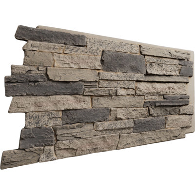EverStone Acadia Ledge Faux Stone Panel, 49"W x 25 1/2"H x 1 1/4"D, Urban Color