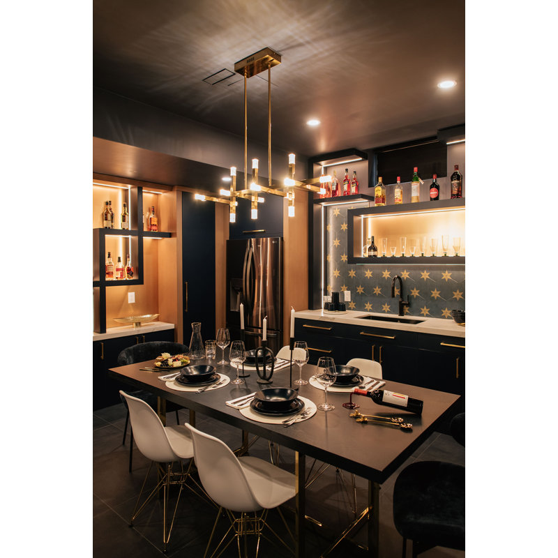 Vo Dimmable LED Sputnik Chandelier, Aged Brass