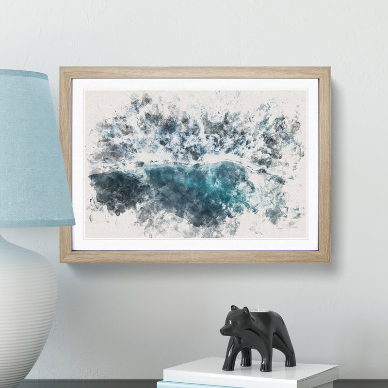 Winter Forest by a Lake in Germany - Framed Print, 33cm H x 45cm W x 2cm D, Oak