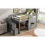 Lit mezzanine simple gris avec escalier de rangement spacieux et fenêtre agréable - Bois pour chambre à coucher dans un espace de sommeil paisible-345237916