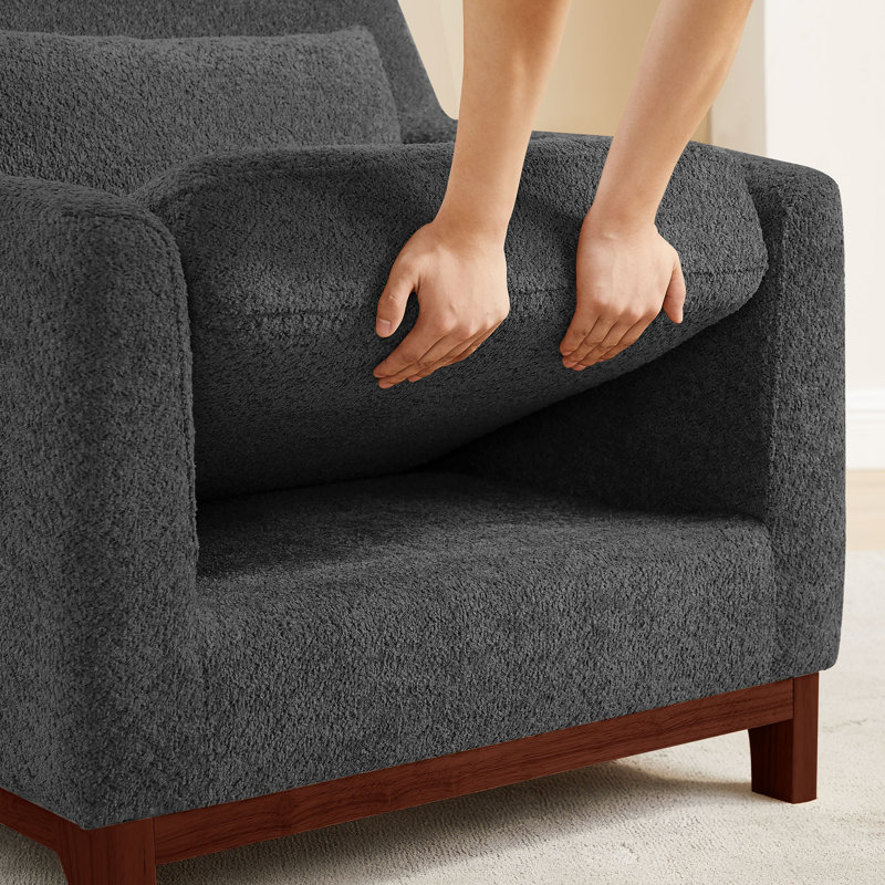Aishah Upholstered Armchair, Dark Gray Boucle