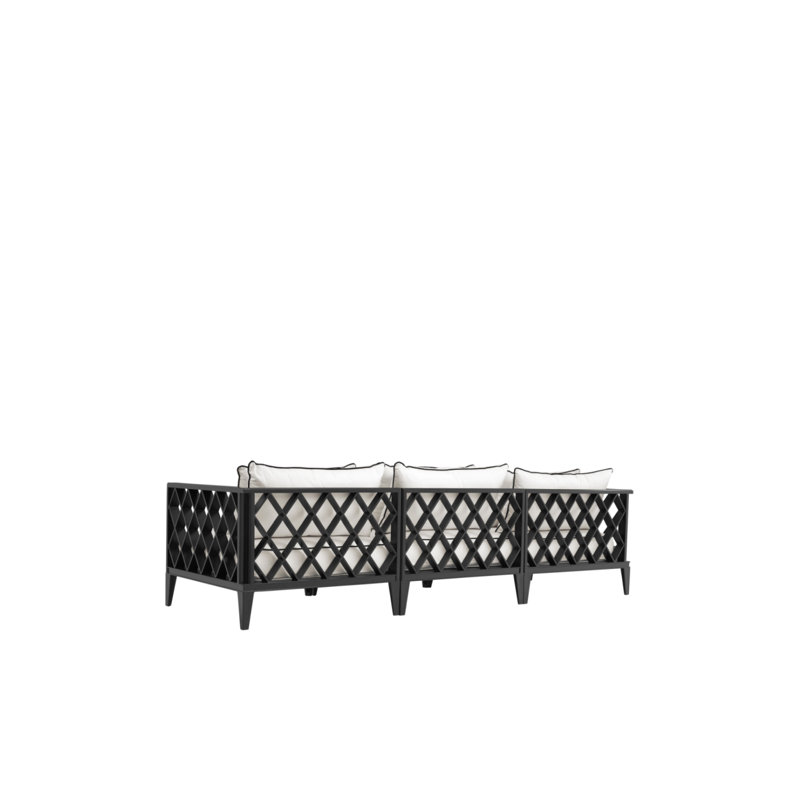Ocean Club Outdoor 3 - Seat Patio Sofa, Black Frame/White Cushion