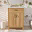 Meuble-lavabo de salle de bain avec structure en bois massif, tiroir rabattable, portes à fermeture en douceur, tablette réglable et lavabo moderne pour un rangement polyvalent