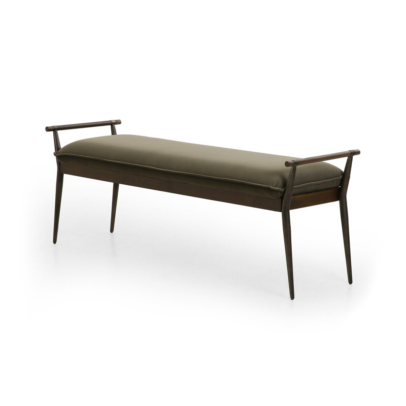 Charlotte Upholstered Bench, Modern Velvet Loden