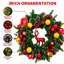 Couronne de Noël pré-éclairée 24 "avec décorations de rennes et de boules de Noël, 20 lumières DEL pour porte d'entrée et manteau de cheminée