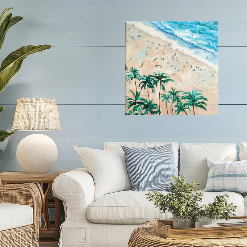 Vue d'ensemble de la plage de Waikiki, conception par Meredith Howse, H 24 po x l 24 po