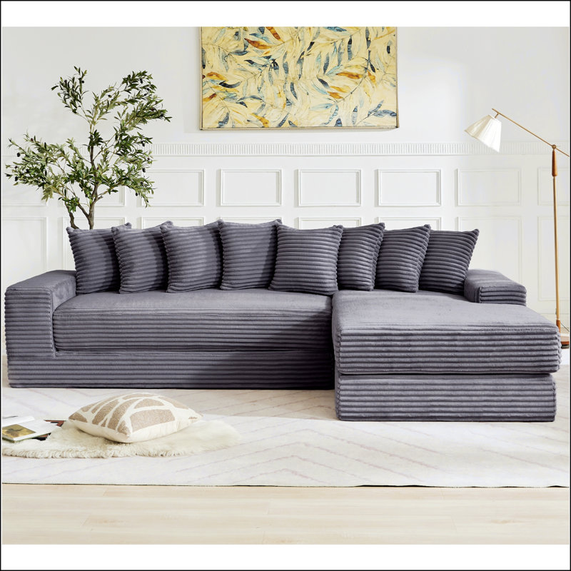 Nouveau canapé-lit modulaire surdimensionné New Arrived, canapé-lit convertible en forme de L avec huit coussins décoratifs