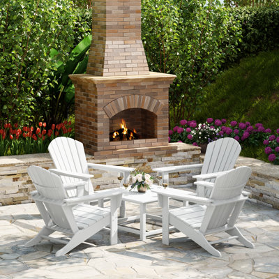 Outdoor 5-Piece Adirondack Chair With Square Coffee Table Conversation Set
