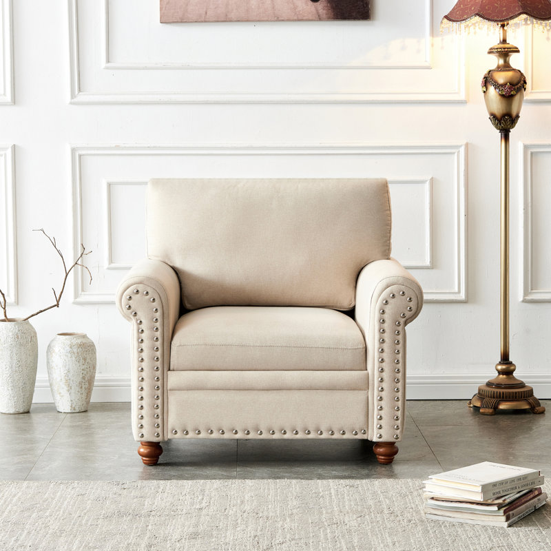 Chaise de salon moderne à canapé simple avec tissu Modern, Beige