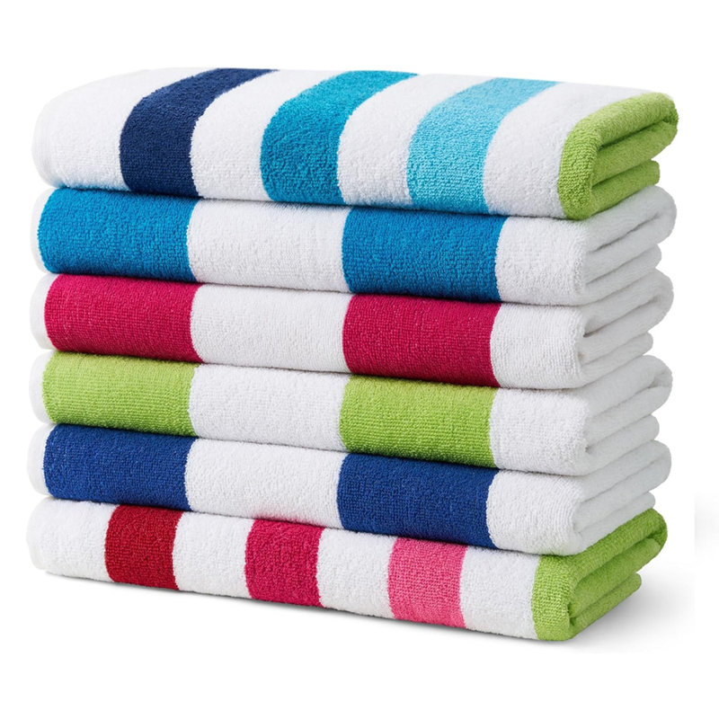 Schaefer Cabana Terry Loop Striped Beach Towels | 100% Cotton, Pool Towels 30"x60", Purple/Orange/Pink