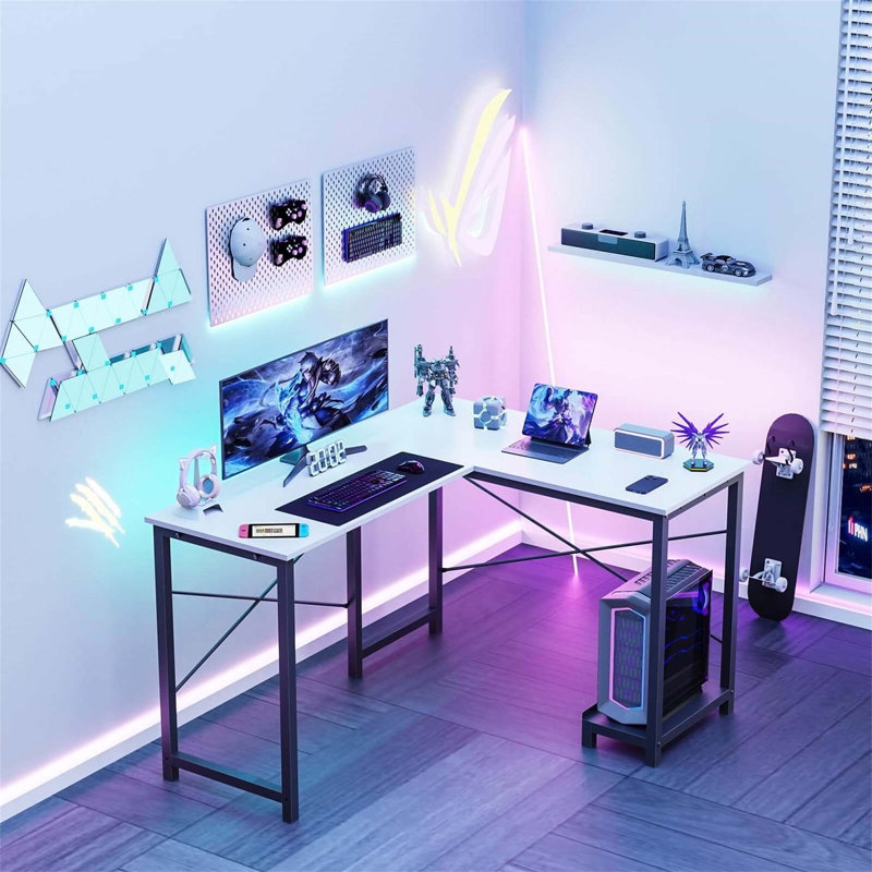 L-Shaped Gaming Desk, White