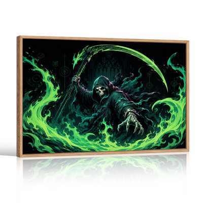 «Grim Reaper» brandissant une lueur verte d'Halloween sur toile