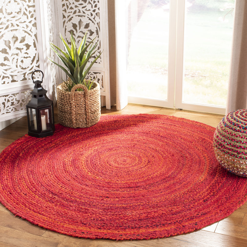 Tapis en coton tissé à la main Auman, Rond 5 pi