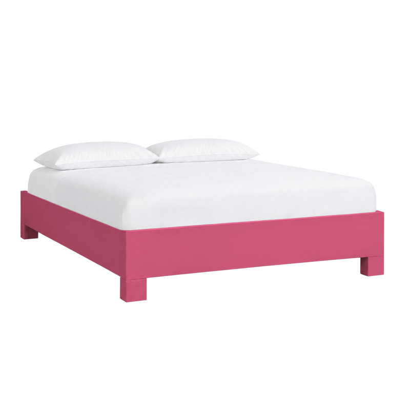 Silas King Platform Bed, Light Blue, King, Hot Pink