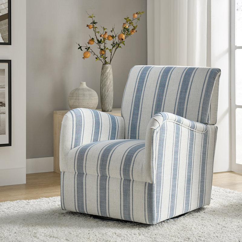 Arching 28'' Modern Farmhouse Wide Swivel Armchair, Blue