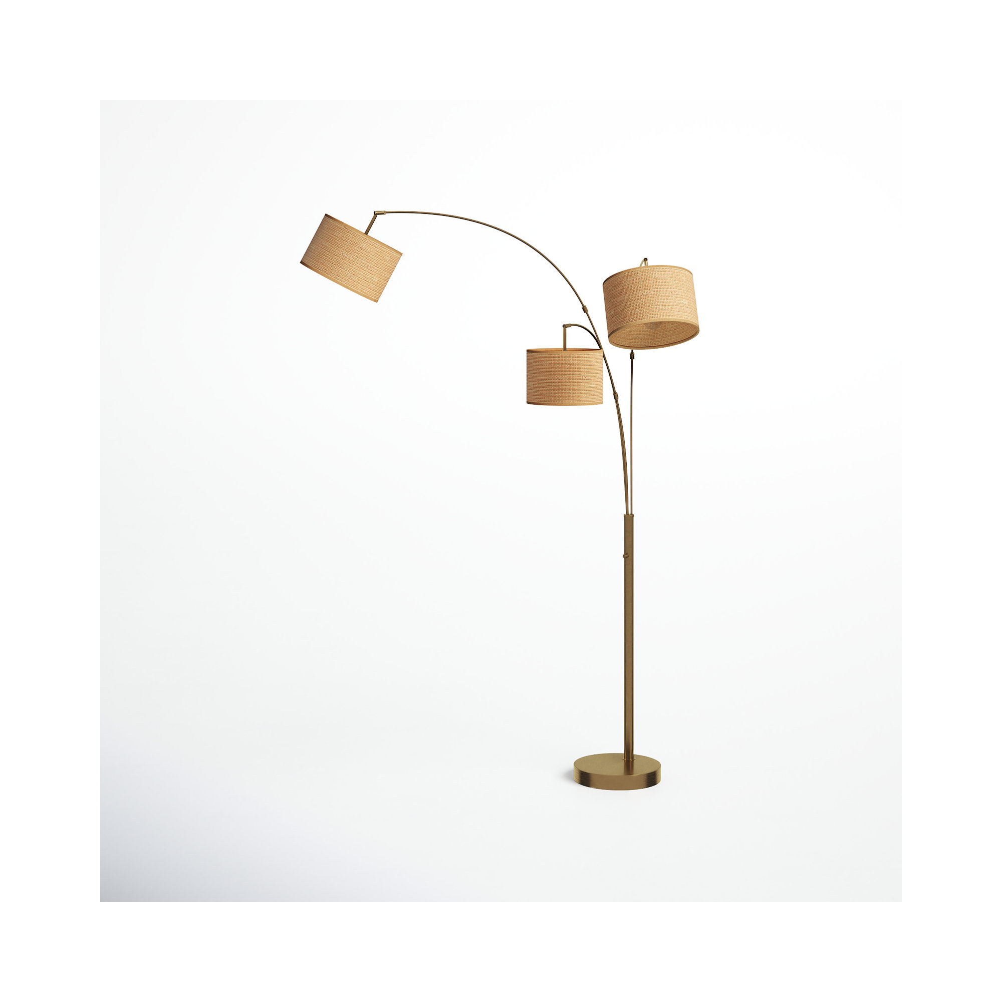 Felice 74'' Floor Lamp, Natural/Beige, Antique Brass