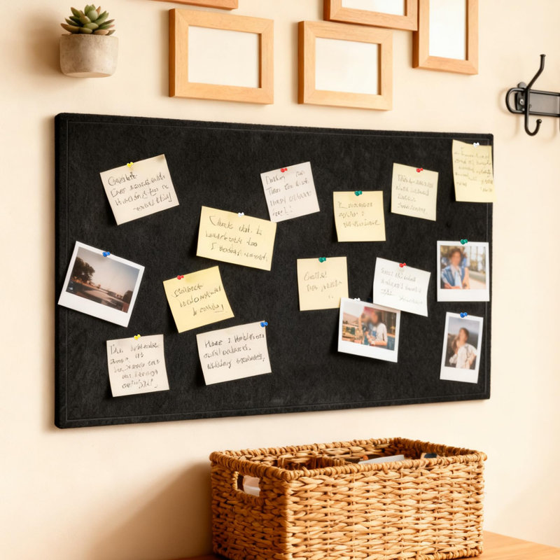 Tableau d'affichage en feutre 48 po x 36 po, tableau noir pliable pour mur, auto-réparable avec bandes adhésives et ensemble de 30 épingles