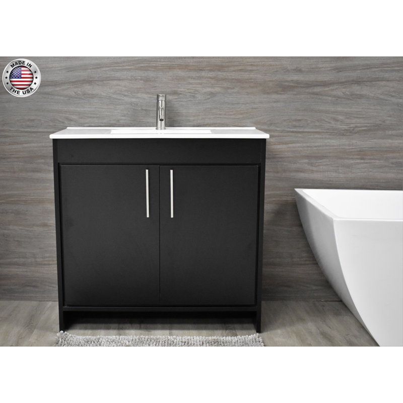 Ensemble de meuble-lavabo simple 36" Amrooti, Noir
