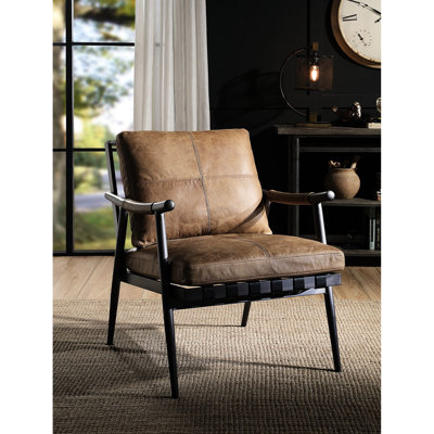 Chaise en métal avec pieds en cuir de châtaignier pour le temps de relaxation