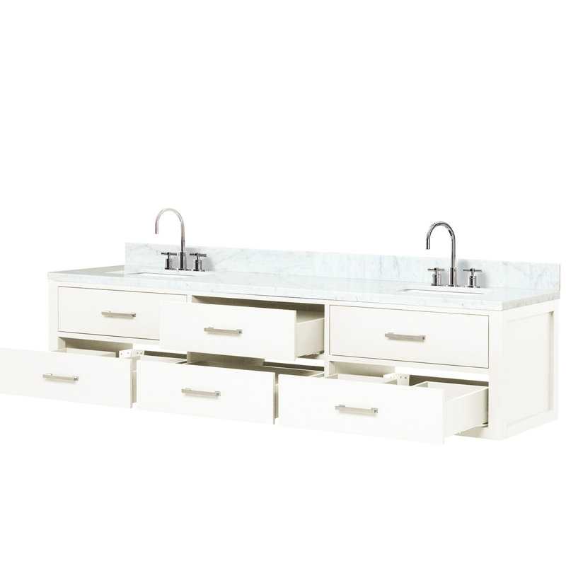 Meuble-lavabo blanc l 80 po x P 22 po avec comptoir en marbre et robinet inclus