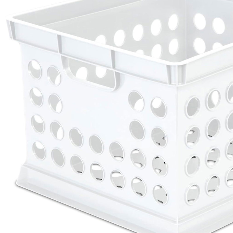 Sterilite Stackable Plastic Storage Open Crate Bin Organizer Box, White