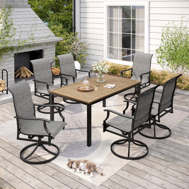 6 - Person Metal Patio Dining Set With Rectangular Table