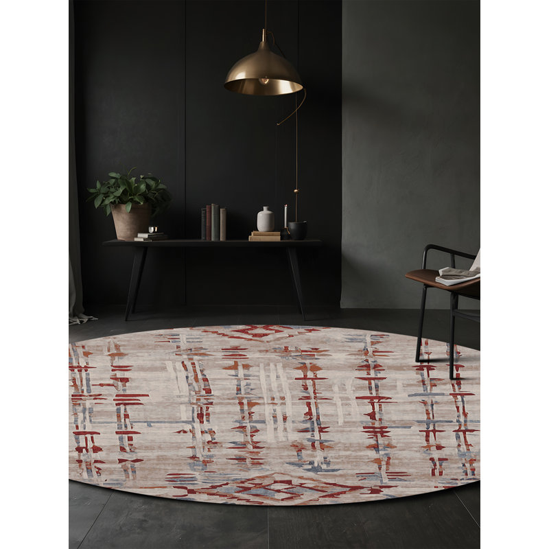 Tapis gris lavable à la machine, Rond 8 pi