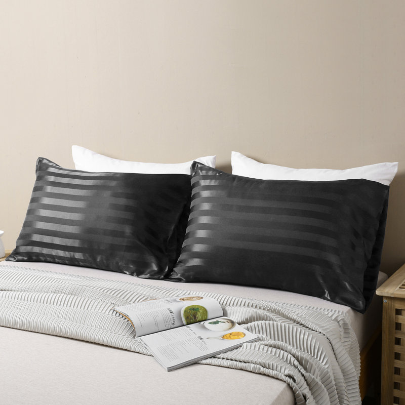 Nida Satin Striped - Set of 2, Dark Gray