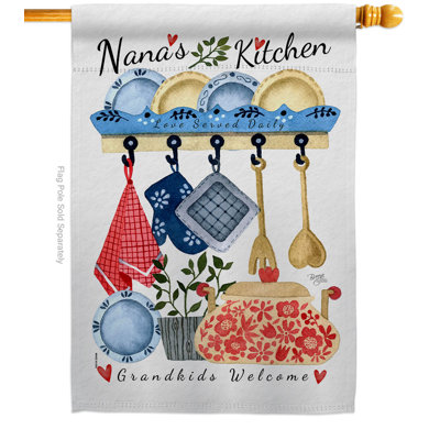 Drapeau de maison en polyester 28 po x 40 po Nana's Kitchen