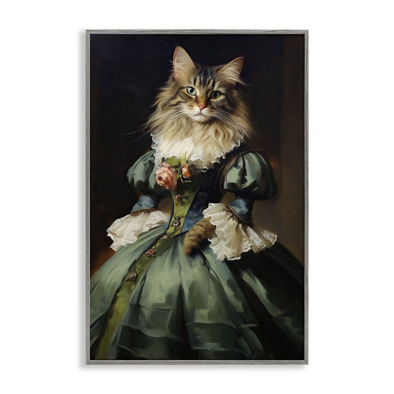 «Cat in Elegant Dress», estampe numérique, design par Wumples, Estampe numérique Farmhouse, H 24 po x l 16 po
