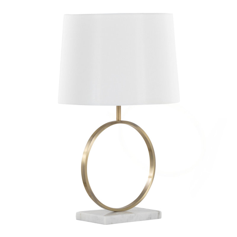 Lampe de table Moon en marbre, métal et abat-jour