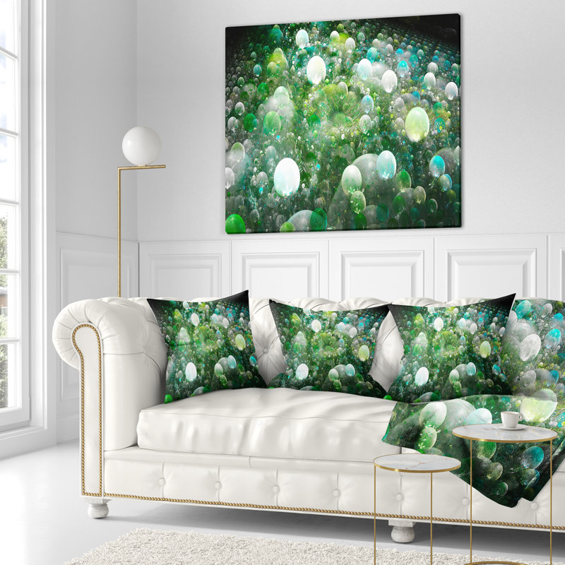 Fractal Molecule Pattern - Abstract Printed Pillow, 18" x 18", Green/Black, Throw Pillow