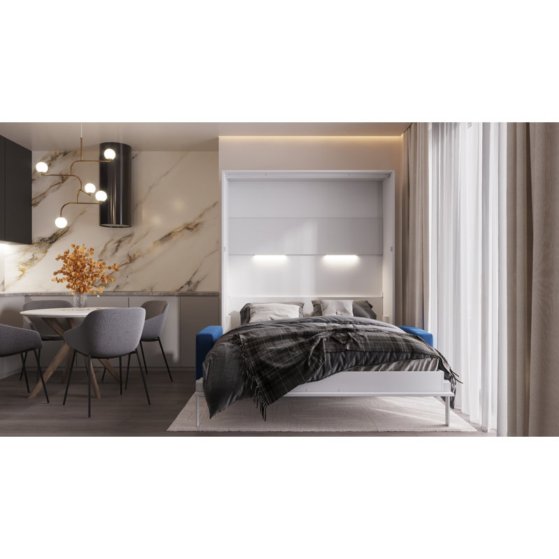 Neidelin Upholstered Bed, White/Navy