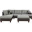 Canapé modulaire contemporain en polyfibre gris avec coussins en tissu capitonné et réversible 3 pièces