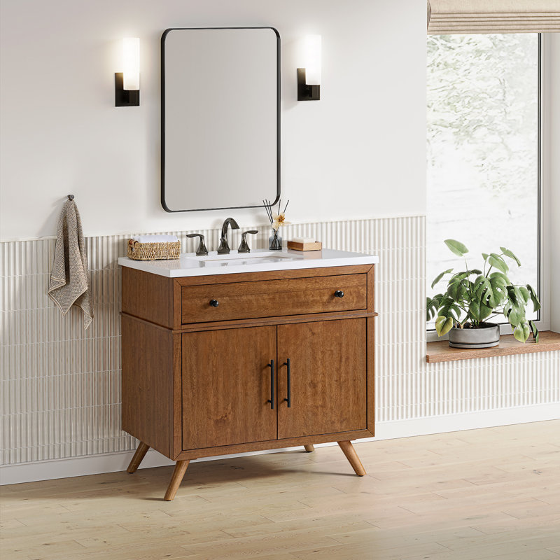 Meuble-lavabo simple 37 po Mid-Century