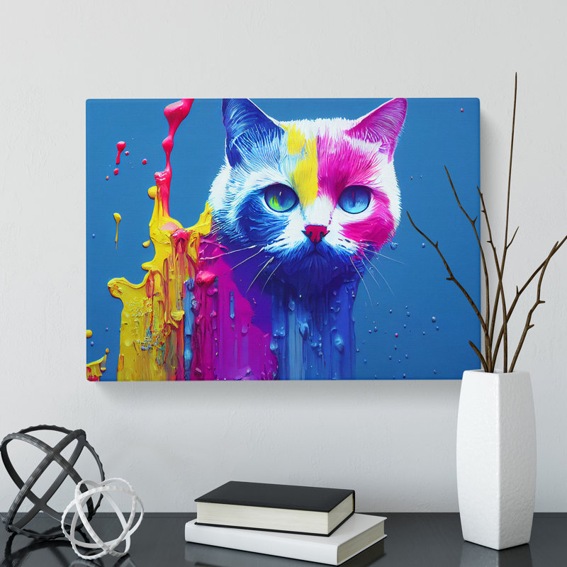 Cat Painted - Wrapped Canvas, 35cm H x 50cm W x 3cm D