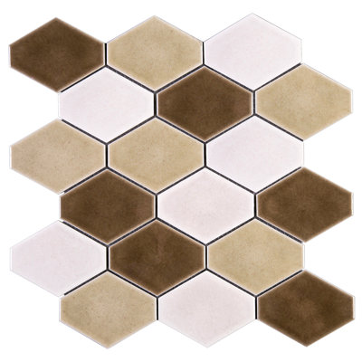 Handmade 11.23 in. x 10.75 in. Honeycomb Glossy Porcelain Mosaic Wall and Floor Tile