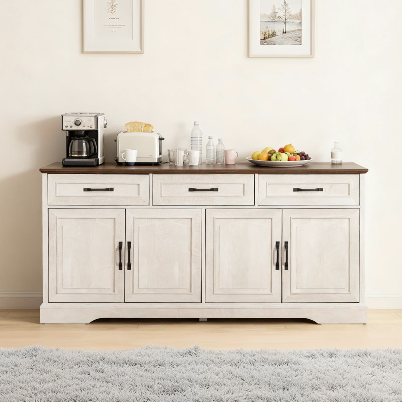 Grand buffet 65,75 "avec porte en bois, Beige/Brown