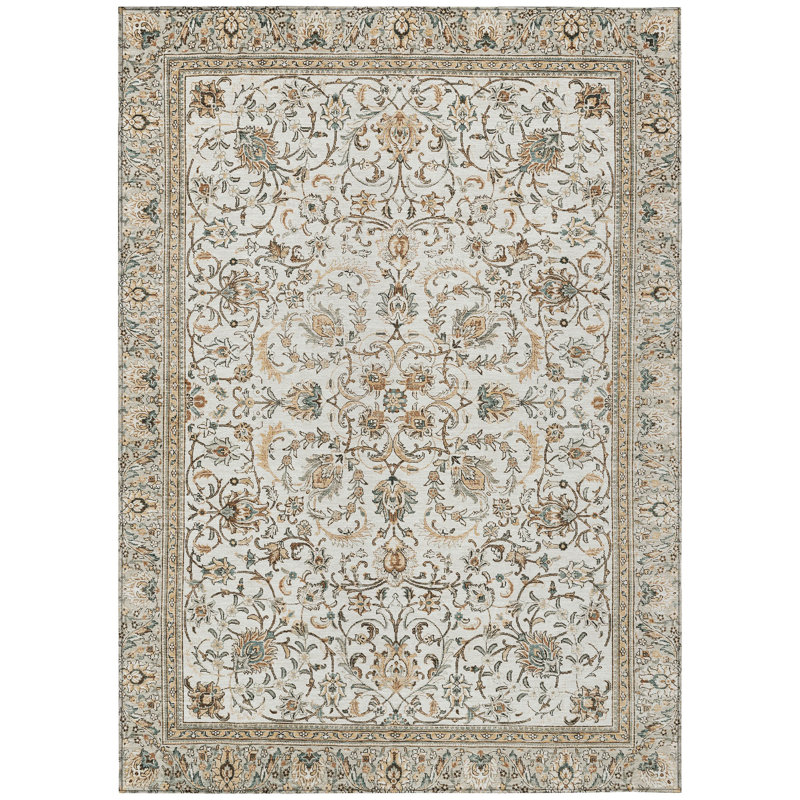 Machine Washable Indoor/Outdoor Chantille ACN2576 Traditional Rug, 5' x 7'6", Ivory