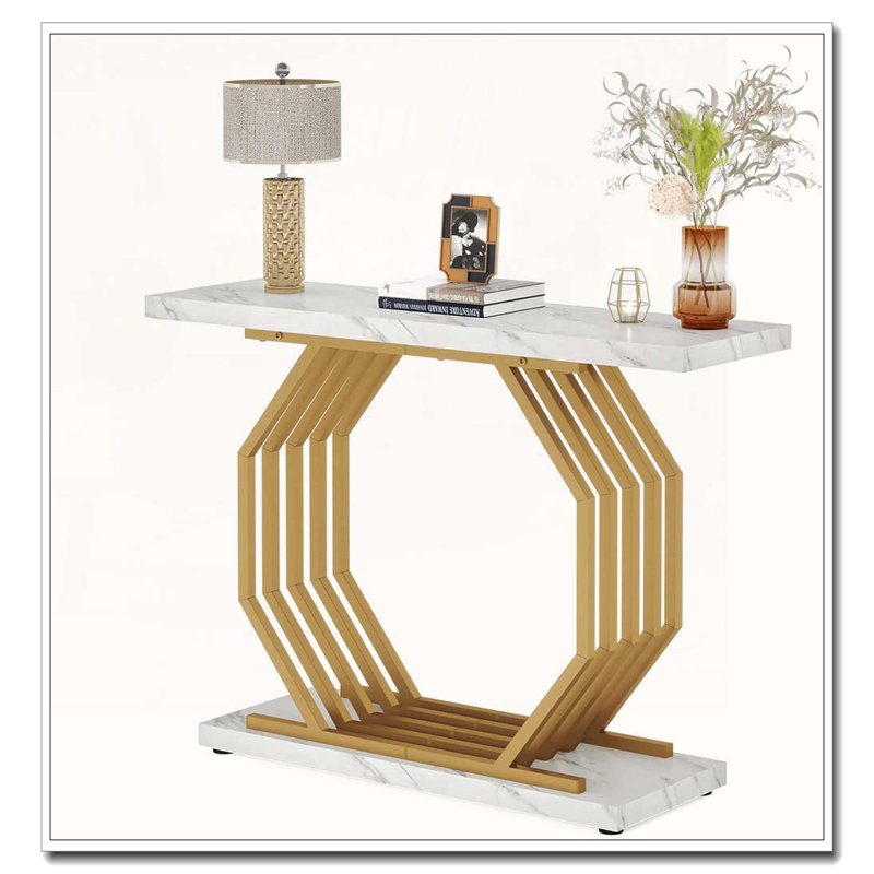Console moderne avec base géométrique en métal