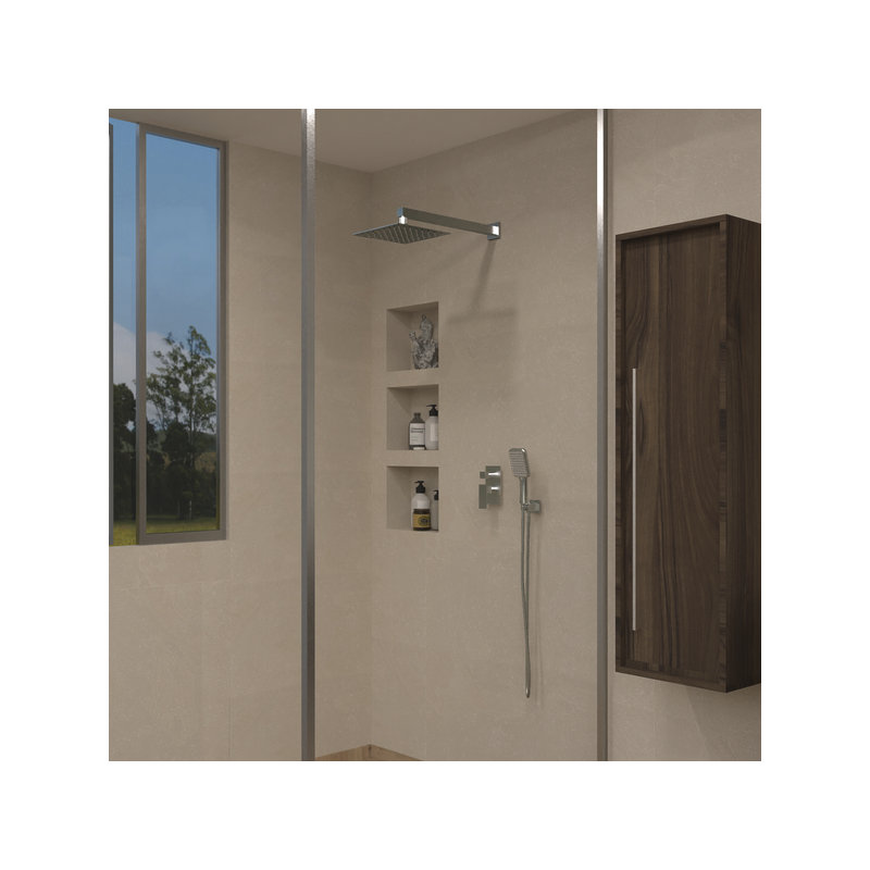 DAX Roma Square Shower System, Chrome, Chrome