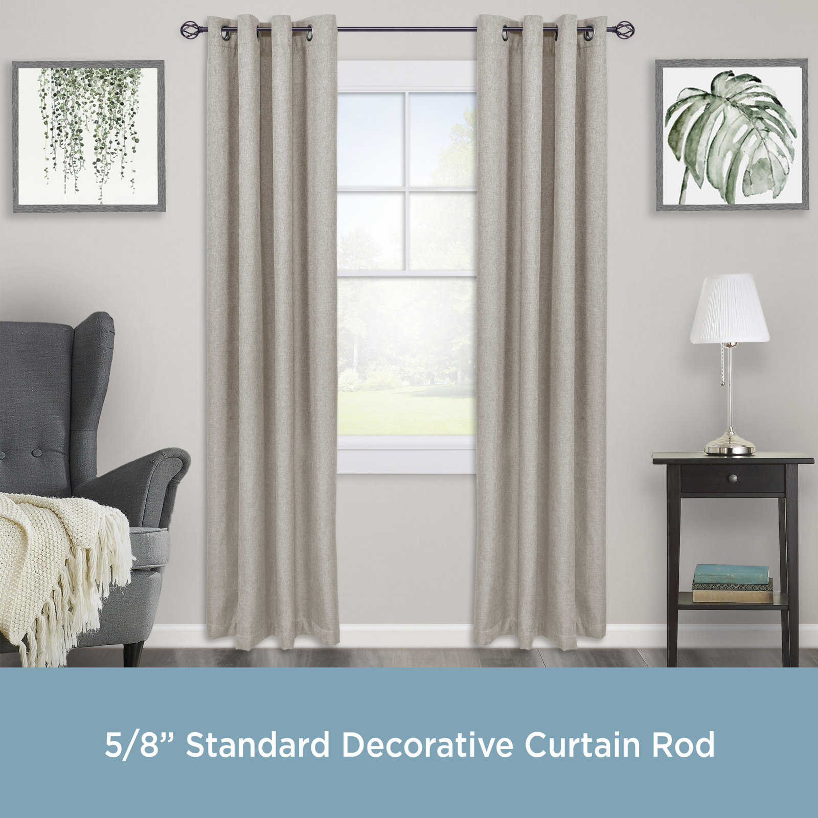 Lowri Cage Single Curtain Rod, Bronze, 28" - 48"