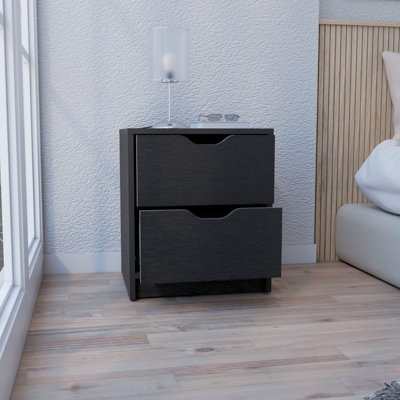 2-Drawer Nightstand And End Table With Pull-Out System In Black