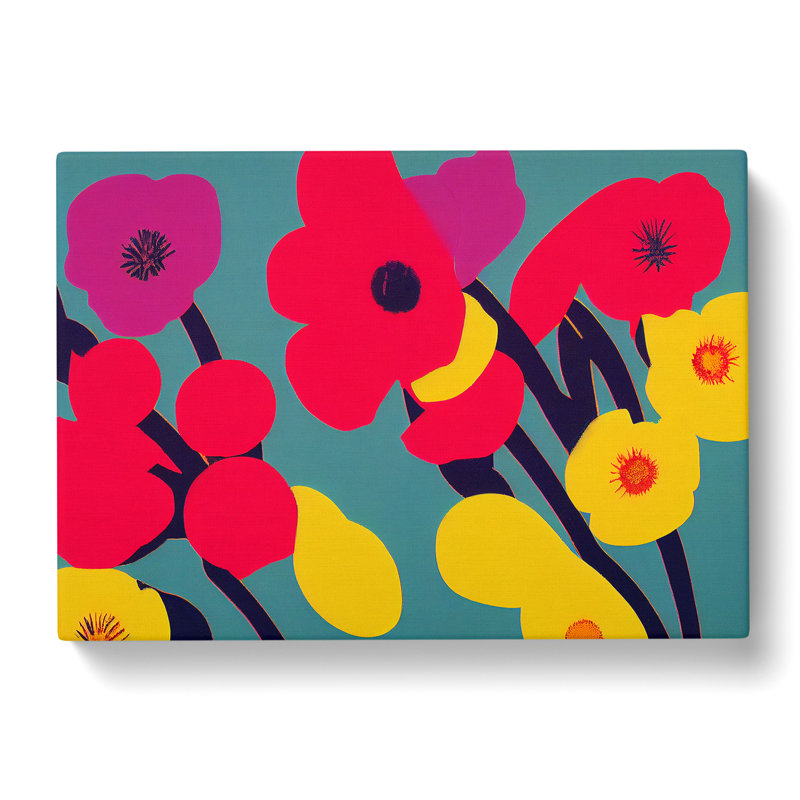 Extravagant Abstract Flowers - Wrapped Canvas Print, 35cm H x 50cm W x 3cm D