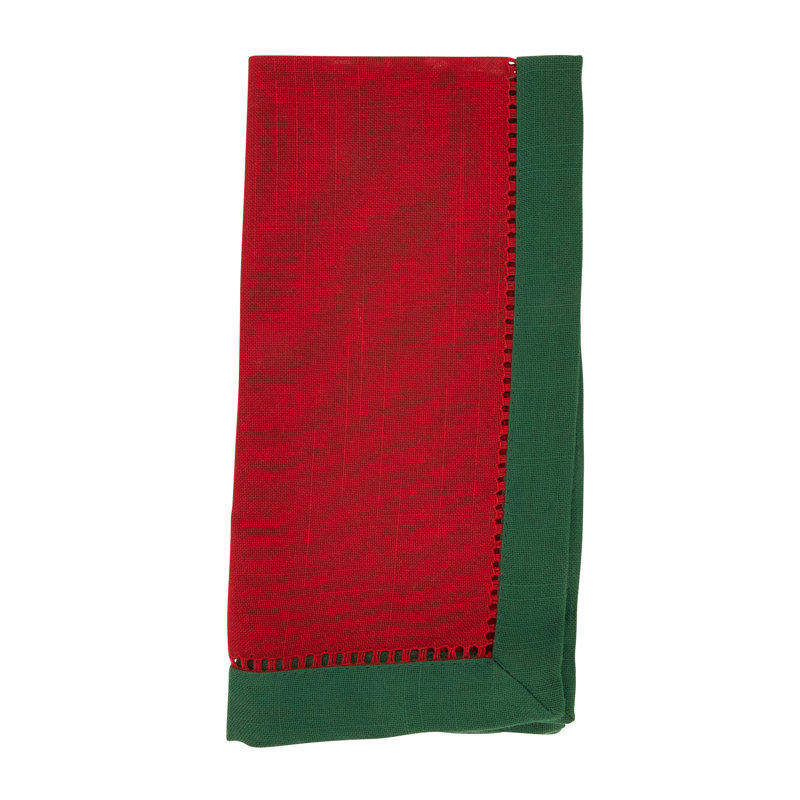 Ensemble de 12 serviettes de table Umana Color Block Charm, Rouge / vert jaspe
