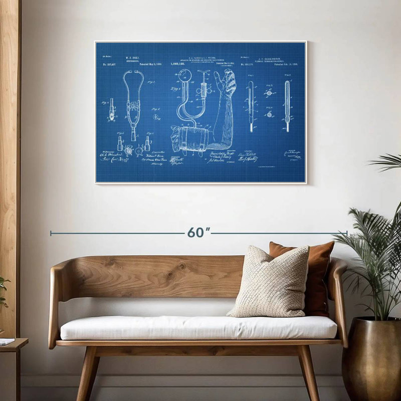 Matériel médical brevet bleu, Cadre flottant blanc, 43 po x 29 po