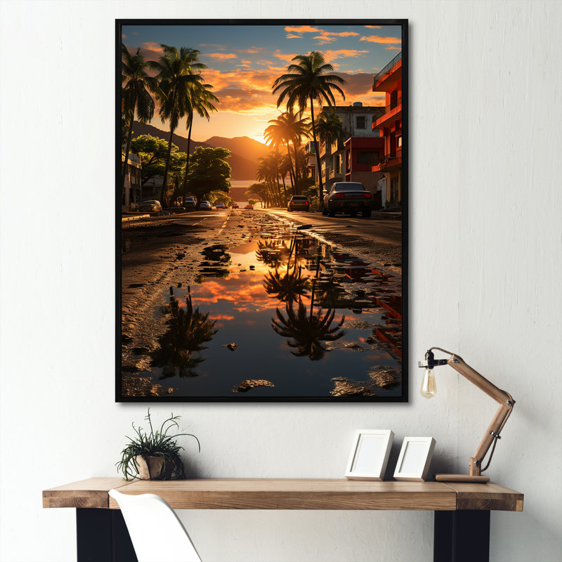 Paysage de Porto Rico - Art mural de Porto Rico, 44" H x 34" W, Cadre flottant noir