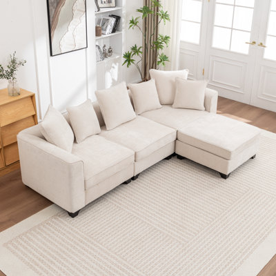 Canapé modulaire avec repose-pieds 4 pièces Mildred