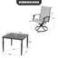 Ensemble repas 5 pièces avec trou pour parasol et chaises pivotantes en textilène-130372071-130372073